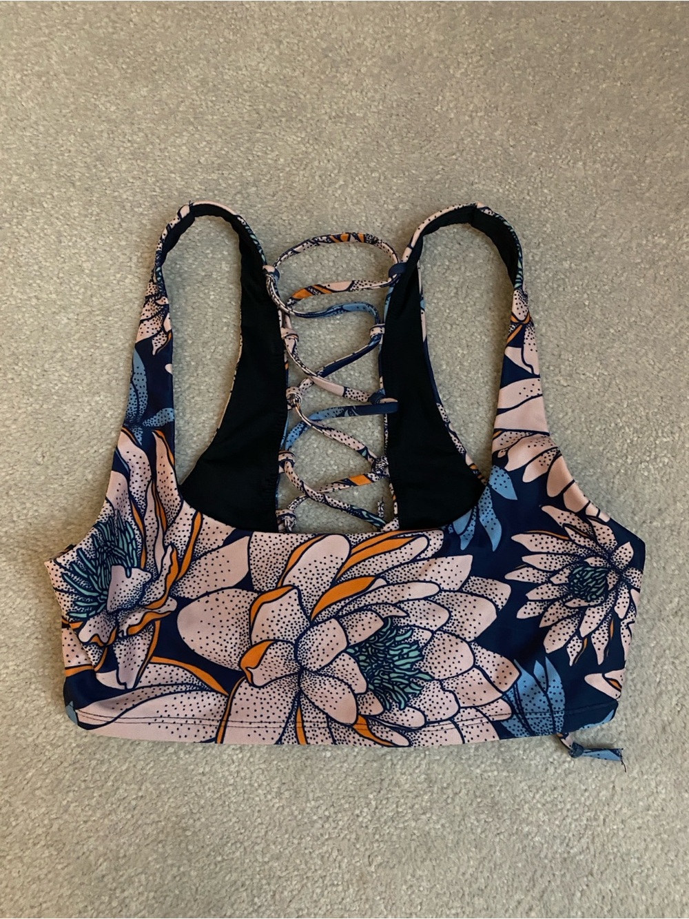 Born Primitive Navy Floral Lace-Up Bikini Top
